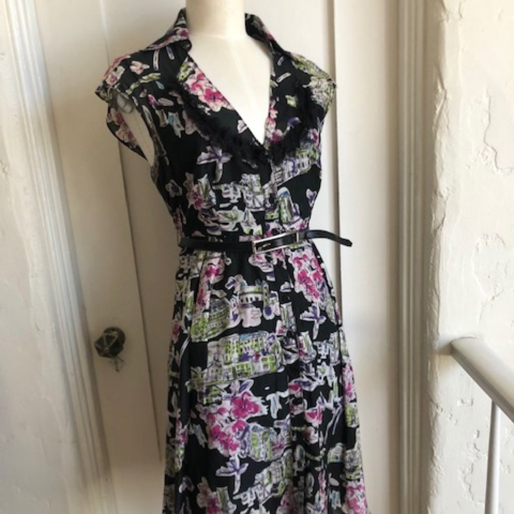 ADORABLE ABS BLACK PRINT SUMMER DRESS SIZE 10